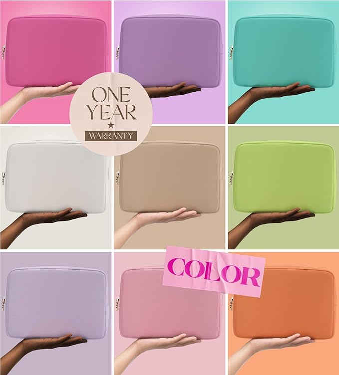 Embla Makeup Bag Travel Cosmetics Pouch and Toiletry Bag, Nylon Zipper Pouch Purse, Cute Make Up Organizer Storage Tote for Women Girls, Waterproof Travel Skincare Case, Large Makeup Bags, Black