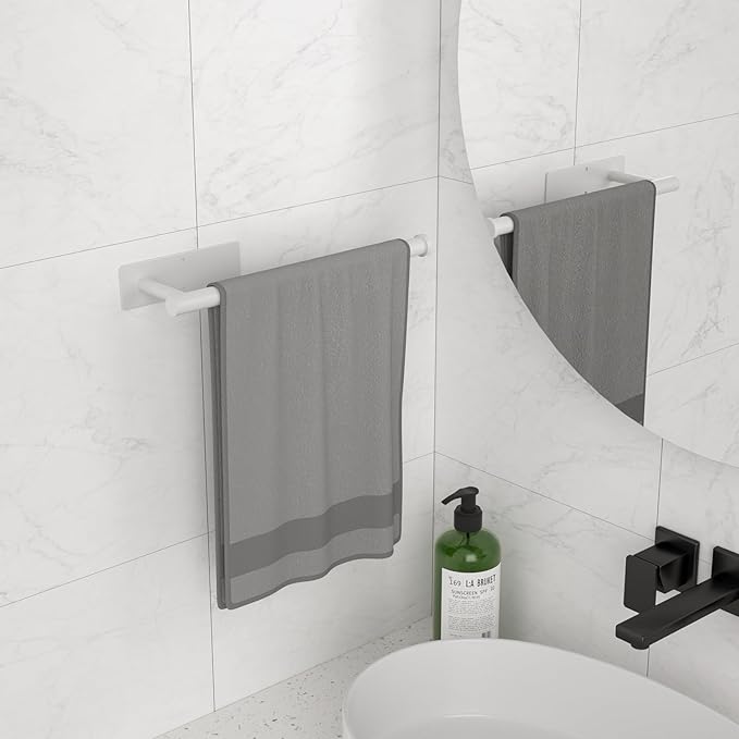 Paper Towel Holder Under Cabinet, Self-Adhesive,No Drilling, Stainless Steel, Wall-Mounted for Kitchen and Bathroom, Easy Install, Durable, Space-Saving, Ideal for Home, RV (White, 1 Pack)