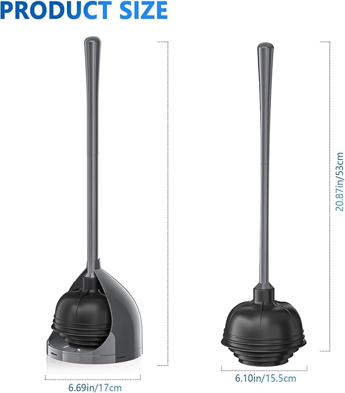 Toilet Plunger with Holder, Unique Plunger with All-Angle Design, Plungers for Bathroom with Holder, Heavy Duty Toilet Plunger for 5.7-inch Toilet Drain Bathroom Cleaning