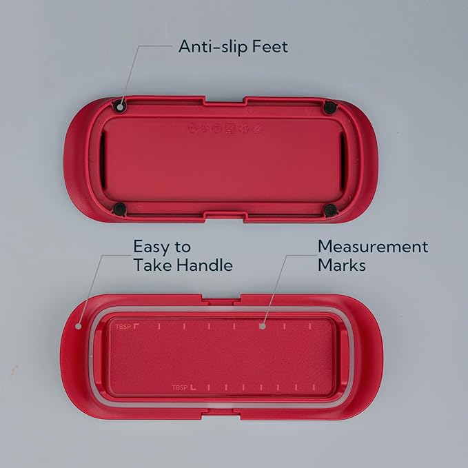 KITCHENDAO One-handed Airtight Butter Dish with Lid for Countertop and Refrigerator Door Shelf, Butter Holder with One Press to Open/Close Secure Latching Buckle for West/East Coast Butter (Red)