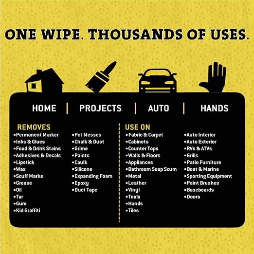 Tub O' Towels Heavy-Duty Multi-Surface Cleaning Wipes – Extra-Large 10" x 12", 90-Count Canister – Removes Grease, Tar, Ink & Tough Stains – Safe for Home, Auto, Garage & More