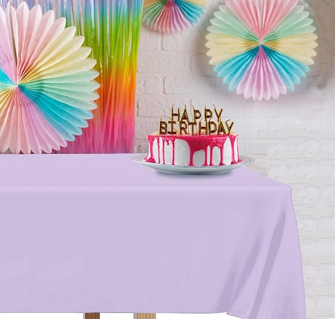DecorRack 12 Rectangular Tablecloths BPA-Free Plastic, 54 x 108 inch, Dining Table Cloth, Rectangle Table Cover for Parties, Picnic, Camping and Outdoor, Disposable or Reusable, Lavender (12 Pack)