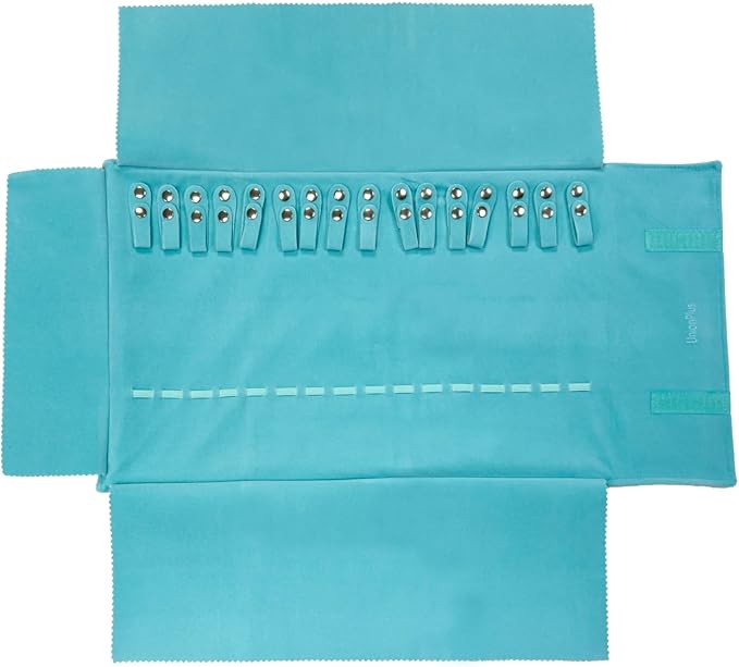 UnionPlus Velvet Travel Jewelry Roll Bag Organizer for Necklace, Elastic Band and Anti-winding, River Blue