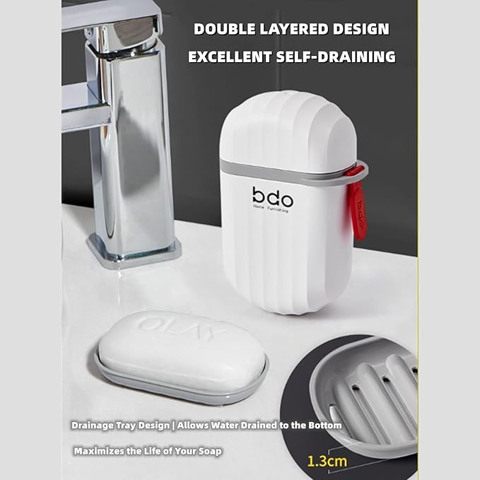 Zulay Kitchen Pack of 2 Portable Plastic Soap Dish Box for Travel Bathroom Soap with Cover for Bathroom(Multicolor)