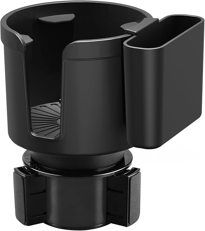 Seven Sparta Cup Holder Expander with Phone Holder & Cable Access, 3-in-1 Car Organizer, Side Storage Box for Phone/Cards, Compatible with Yeti, Owala, Hydro Flasks & Large Bottles Mugs in 3.5"-4.0"