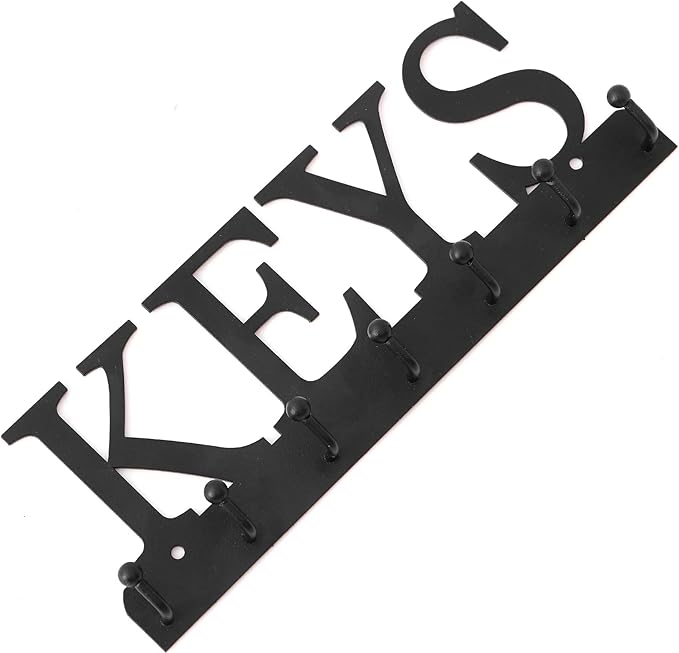 Lixgifts Key Holder Wall Mounted Key Hooks for Wall Decorative with 7 Hooks Black Metal Key Organizer Rack Hanger for Entryway, Front Door, Hallway, Office 10X3.7 inches