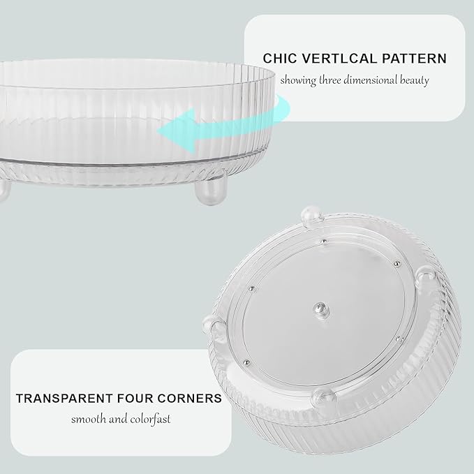 Anyoifax 360 Rotating Makeup Organizer Perfume Tray Skincare Holder Spinning Cosmetic Storage Bathroom Countertop Organizer Lazy Susan Turntable for Dresser, Vanity, Kitchen, Large Clear