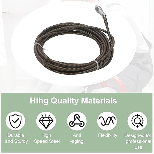 62235 C-2 Drain Cleaning Cable 5/16 Inch x 25 Ft Hollow Core Drain Cable with Drop Head Auger Fits K-39 K-40 K-45 K-50 G2037506 4MY89 4Z661 G1501245 Drain Cleaning Machines
