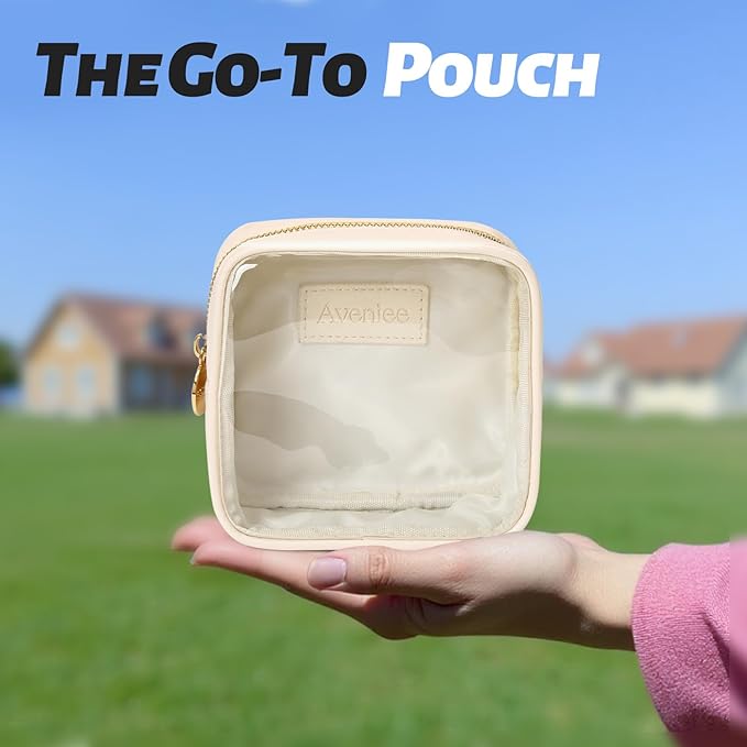 Aveniee Clear Makeup Bag Small, Mini Cosmetic Bag for Inside Purse, Cute Zipper Pouches for Organizing Car Essentials Travel Toiletry Lipstick-Cream