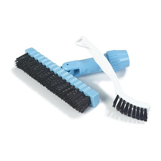 SPARTA Flo-Pac Grout Brush with Nylon Bristles, Scrubber with Handle for Bathroom and Kitchen Tile, 8", White