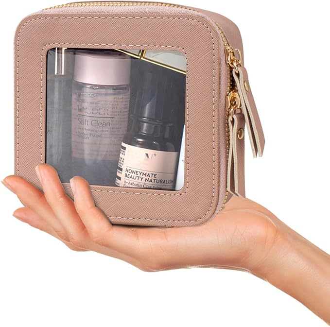 Travel Clear Makeup Bag Set, TSA Approved Cosmetic Bag Case with Zipper Portable Makeup Pouch Toiletry Bag Women Traveling Cosmetic Organizer Storage Bag Car Organizer Car Essentials for Women