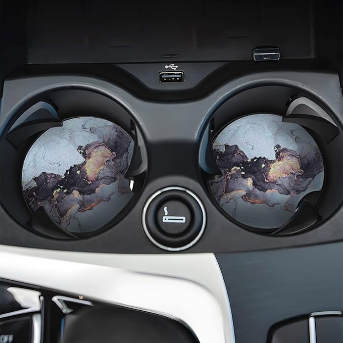 Moly Magnolia 2 Pack Car Coasters for Drinks Absorbent - 2.75 Inch Cute Coasters for Women, Removable Cup Holder Coaster for Women Girls, Car Interior Accessories (Style L)