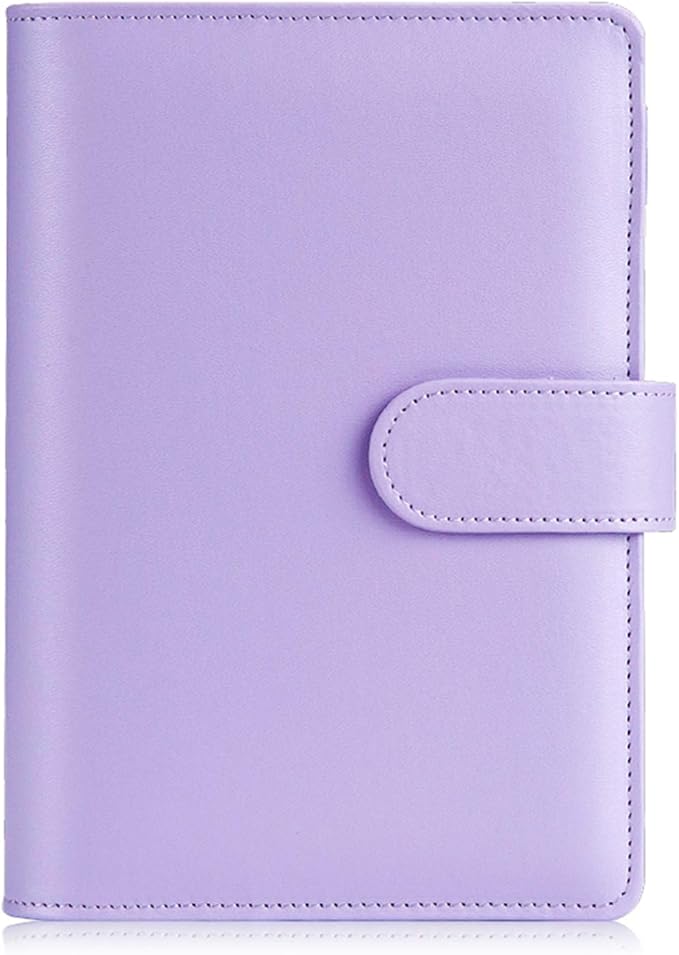 Sooez A6 Notebook Binder, 6 Ring Planner with Stylish Design, Loose Leaf Personal Organizer Binder Cover with Magnetic Buckle Closure, PU Leather Binders for Women with Macaron Colors,7.48"x5.2"