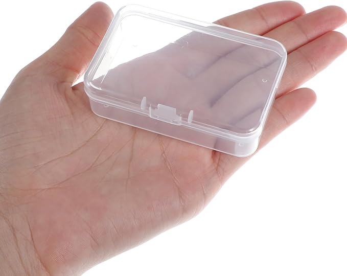 10 Pcs Mini Plastic Storage Containers Box with Lid, 2.9x2x0.78 Inches Clear Rectangle Box Bead Organizer Board Game Storage for Collecting Small Items Beads Playing Cards, Business Cards, Crafts