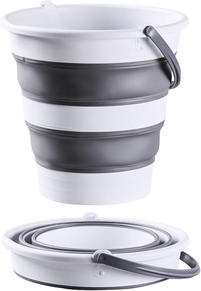 10L /2.6 Gal Large Collapsible Bucket with Handle - Portable Silicone Mop Bucket for Cleaning, Camping, Car Washing - Space-Saving for Outdoor, Fishing, Household – Pair of Silicone Gloves for Free