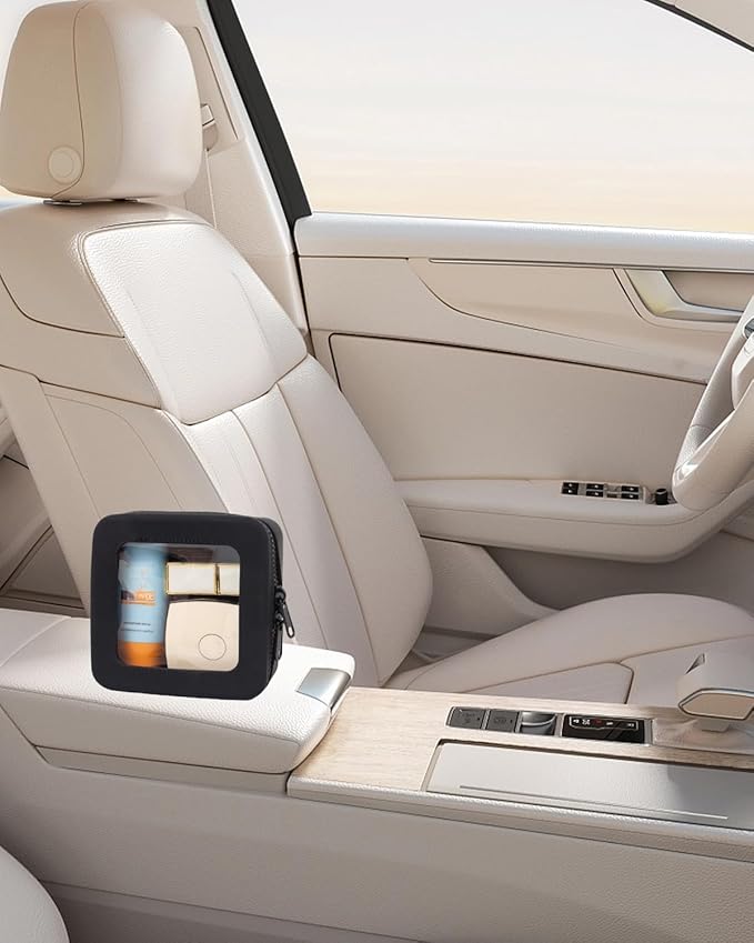 Small Clear Makeup Bag for Women, Mini Silicone Pouch Travel Cosmetic Case Waterproof Clear Make Up Pouch Purse with Zipper Cute Toiletry Bags for Traveling Car Organizer Travel Essentials (Black)