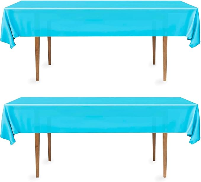 DecorRack 2 Rectangular Tablecloths BPA-Free Plastic, 54 x 108 inch, Dining Table Cloth, Rectangle Table Cover for Parties, Picnic, Camping and Outdoor, Disposable or Reusable, Turquoise (2 Pack)
