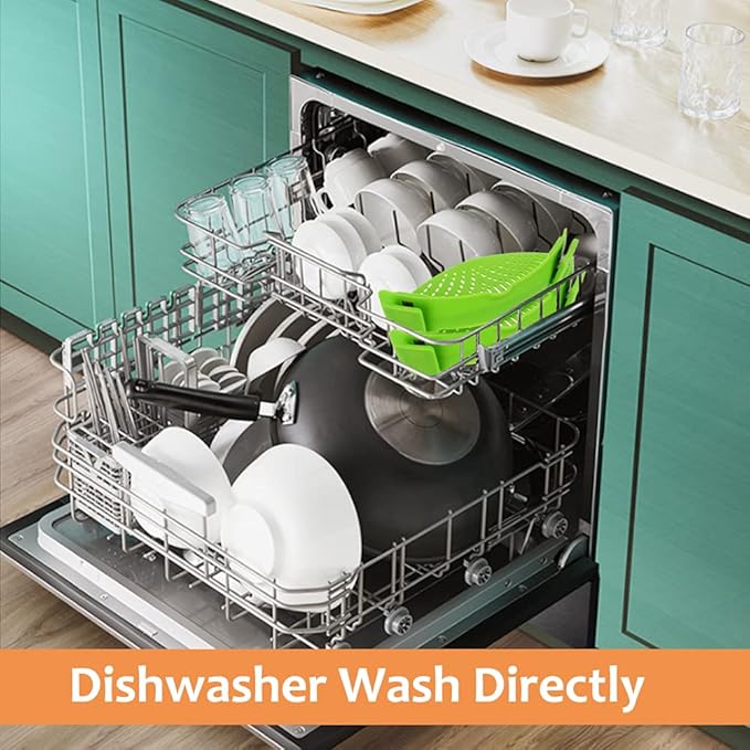 YEVIOR Clip on Strainer for Pots Pan Pasta Strainer, Silicone Food Strainer Hands-Free Pan Strainer, Clip-on Kitchen Food Strainer for Spaghetti, Pasta, Ground Beef Fits All Bowls and Pots (2P)