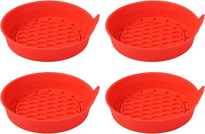 4PCS Car Cup Holder Coaster, Silicone Non-Slip Vehicle Cup Holder Insert Pads, Automotive Interior Insulation Drink Cup Mats Decor Accessories, Universal for SUV, Sedan, Truck (Red)