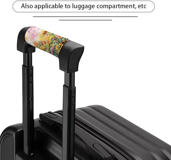KUIFORTI Sunflower Luggage Handle Wraps for Suitcase Soft Grip Handle Cover Set of 2 Pcs, Women Girls Suitcase Protective Handle Cover Reusable, Floral Print