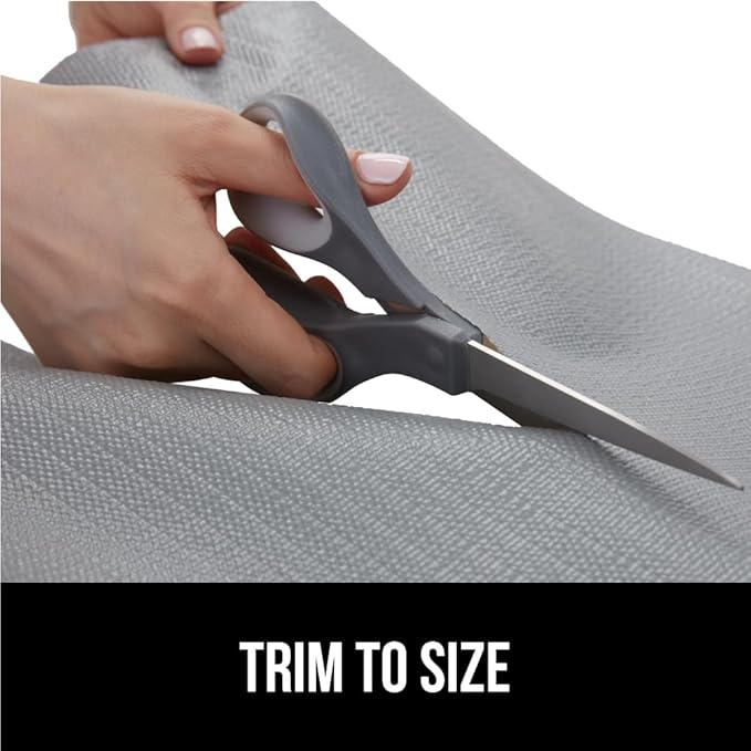 GORILLA GRIP DripGuard Shelf Liner, Non-Adhesive Drawer and Kitchen Cabinet Protector, Strong Grip Slip Resistant Underside, Smooth Surface Liners for Cabinets, Bathrooms, Closets, 17.5x120 Inch, Gray