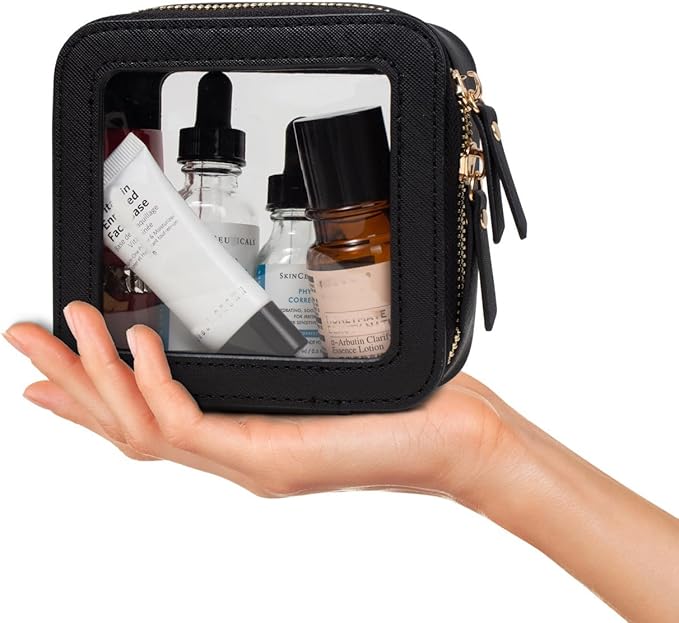 Travel Clear Makeup Bag Set, TSA Approved Cosmetic Bag Case with Zipper Portable Makeup Pouch Toiletry Bag Women Traveling Cosmetic Organizer Storage Bag Car Organizer Car Essentials for Women