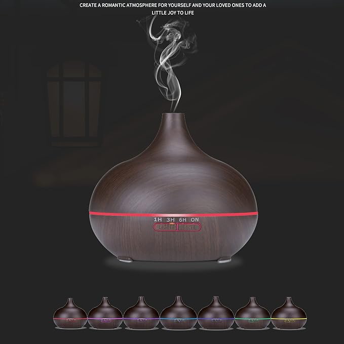 Diffusers for Essential Oils Large Room 550ml Aroma Diffuser for Home, Ultra Quiet Aromatherapy Essential Oil Diffuser, Ultrasonic Cool Mist Humidifier with 7 Light Colors, Timer Setting