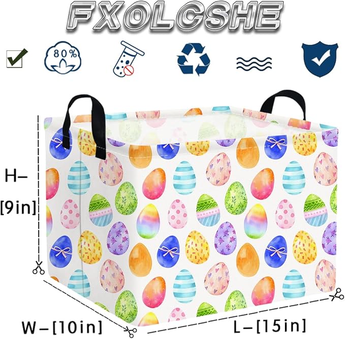 Rectangular Cute Easter basket,Easter basket empty,Storage Basket for baby Bedroom,Toy Gift Organizerm,Kids Storage Bin,Gift baskets,Easters Home Decor(Blue Easters egg)