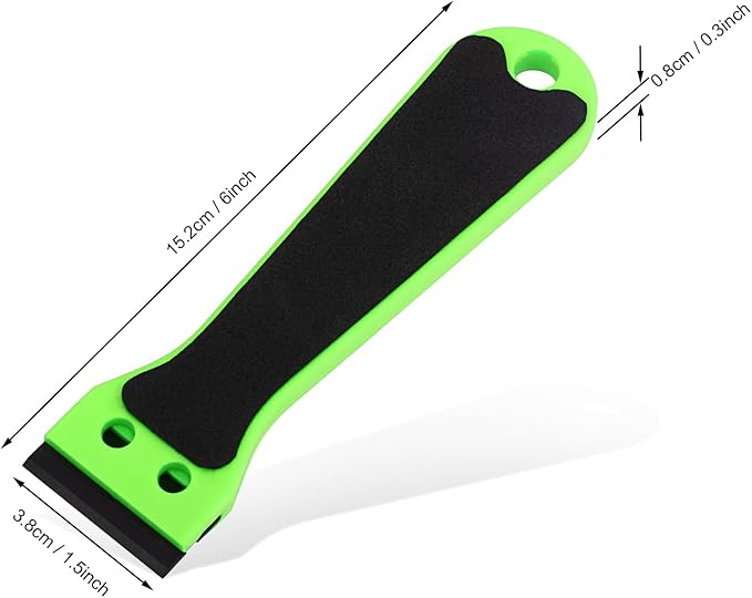 EHDIS 2pcs Plastic Razor Scraper 6-inch Long Handle Adhesive Remover Tool with 100 Double-Edge Blades for Window Tint Vinyl Scraper Decal Sticker Glue Remove (Neon-Green)