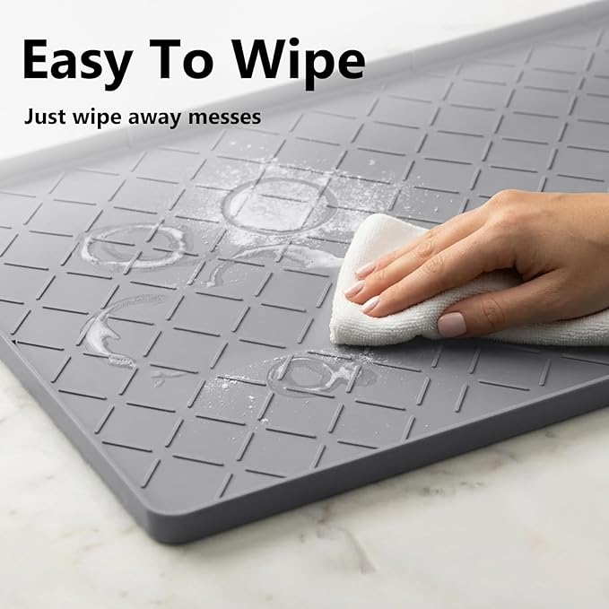 Mateeylife Under Sink Mats for Kitchen Waterproof 31"X22", Undersink Protectors,Silicone Mat Cabinet Liner, Under Sink Organizer for Bathroom and Kitchen,Boot Tray Pet Food Mat, Dark Grey