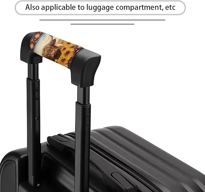 KUIFORTI Highland Cattle Sunflower Luggage Identifier for Suitcase Set of 2 Portable Handle Cover Reusable for Home Car