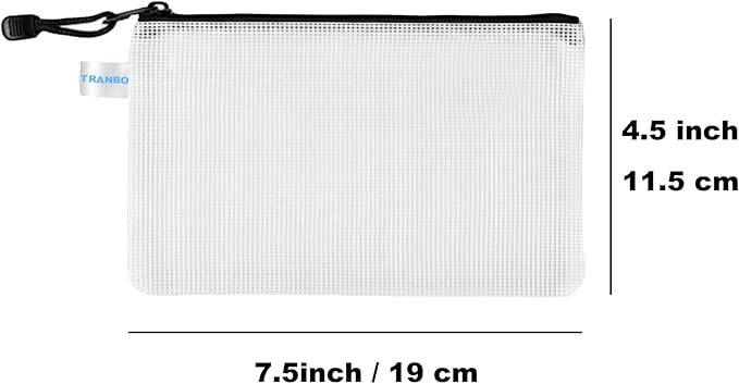 10pcs A6 Size Mesh Zipper Pouch Bags with Label Pocket, Plastic Zip Lock Bag for Classroom Organization, Pouch for Travel Bills Organizing Puzzle Board Game Storage