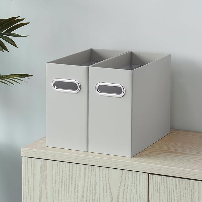 Oterri Cardboard File Organizer Box for Hanging File Folders Letter Size,File Box for Computer Desk,File Cabinet,Working Home,Office,Classroom (Grey, Letter Size - 8 Packs)