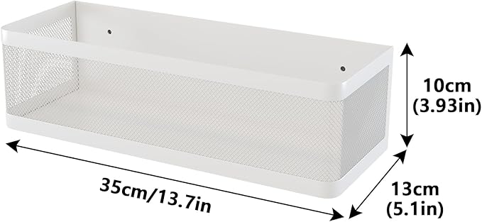 1 Magnetic Spice Rack For Refrigerator Hanging Shelf Wall Mount Kitchen Gadgets Shelves Magnet Organization (White, 13.8''L*5.1''W*3.9''H)