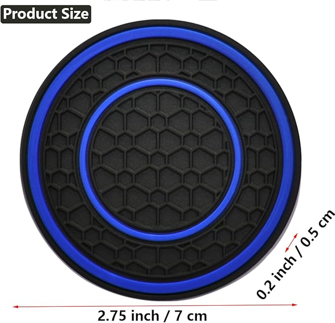 Car Cup Coaster Universal Automotive Waterproof Non-Slip Cup Holders Sift-Proof Spill Holder Car Interior Accessories 4 Pack Black & Blue