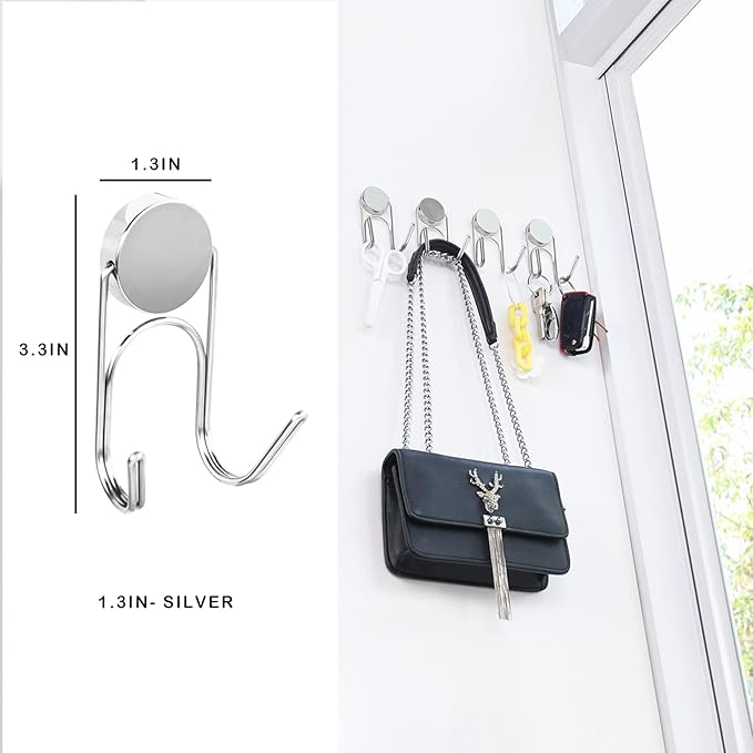 Magnetic Hooks 80Lbs+ 2026 Cruise Essentials Magnet Hook Heavy Duty Magnets Hanging Hooks for Refrigerator Grill Toolbox Cabins Outdoor 4 Pack (Silver)