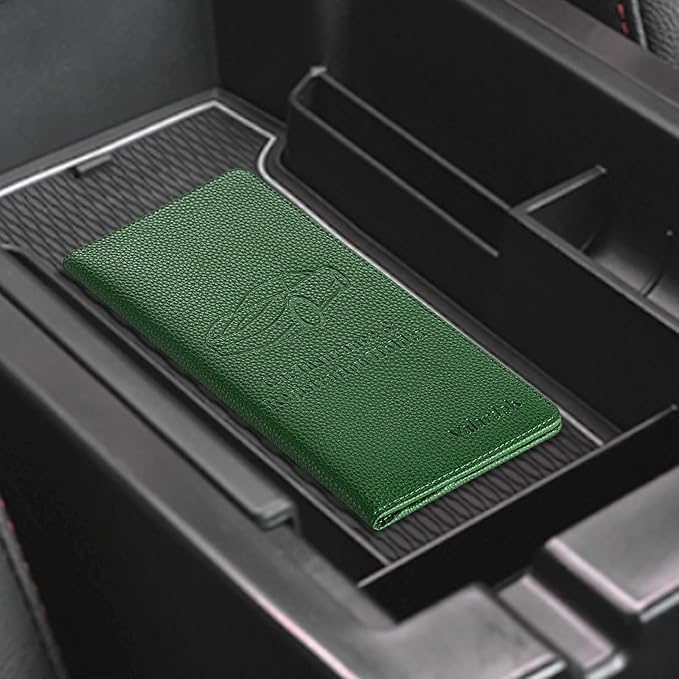 Valardoh Premium Car Registration and Insurance Card Holder, Car Document Holder for Cards, Driver License & other Essential Documents (Dark Green)
