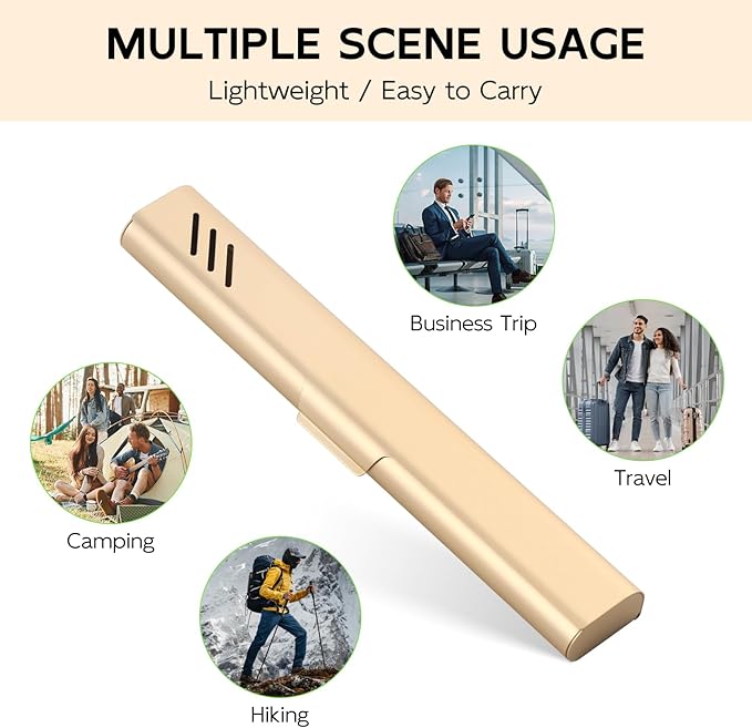 Travel Toothbrush Case, Portable Toothbrush Holder, Durable Aluminum Toothbrush Storage Box, Small Breathable Manual Toothbrush Container for Traveling, School, Camping, Business Trip - Gold