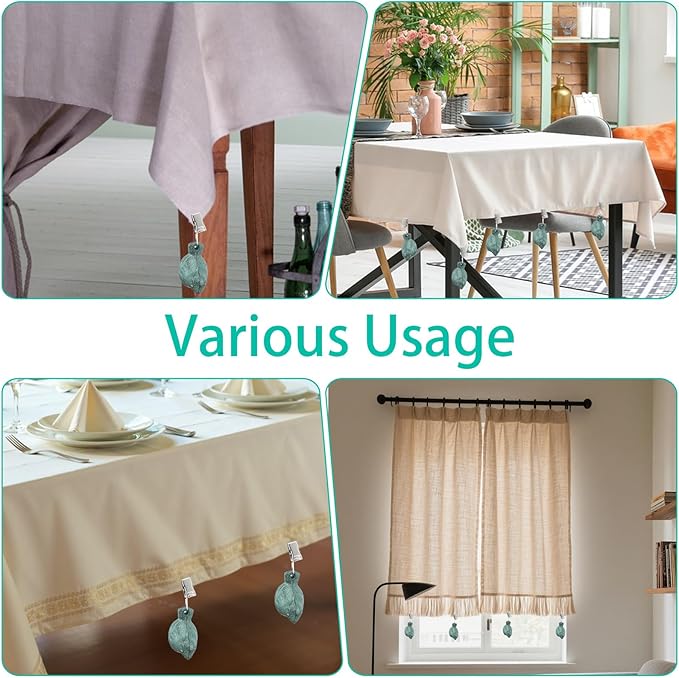 8 Pieces Cast Iron Antique Bird Tablecloth Weights Vintage Tablecloths Weights Clip on Hangers Pendant Tablecloth Weight Kit for Outdoor Home Garden Party Wedding Picnic Table Covers (Light Green)