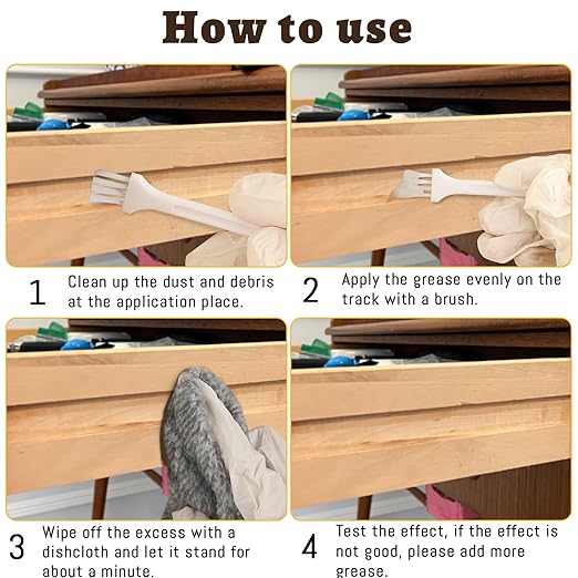 Wood Lubricant Multi-Purpose Paste Wax, 5oz for Home, Restore & Maintain Wooden Slide, Loosen Drawer Slide, Drawers, Doors, Hinges, Eliminate Sticking & Noise