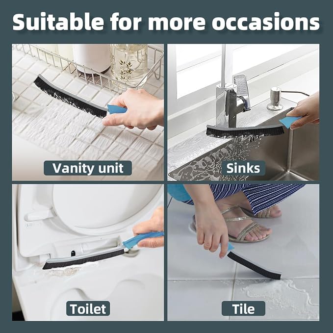 TQRR Toilet Brush, 4Pcs Bathroom Cleaning Brush, Toilet Scrubber, Deep Toilet Bowl Brush with Hanging Hole, Multifunctional Gap Cleaning Brush, Bristles for Kitchen Sinks, Tub,Shower (4, Light Blue)