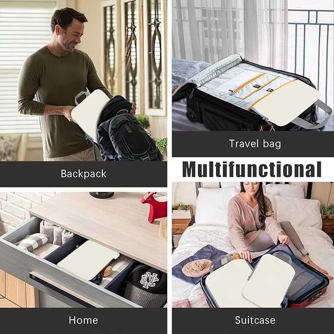 4 Set Compression Packing Cubes Travel - Travel Accessories Expandable Packing Organizers for Carry On - Essentials Luggage Bags - Beige