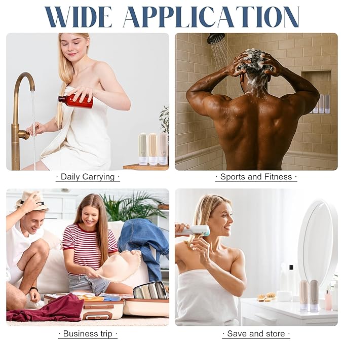 Travel Bottles for Toiletries, 3oz TSA Approved Travel Size Toiletries, Silicone Leak-Proof Refillable Containers, Squeezable Liquid Essentials Bottles W/Clear Bag (CREAM)