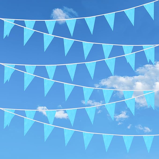 100 Feet Blue Pennant Banner Flags, 60 Pcs DIY Flag for Birthday, Party, Shops, Outdoor and Indoor Decorations, Festival Celebration (Blue)