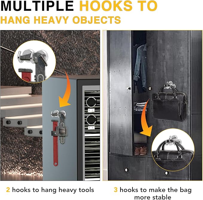DIYMAG Magnetic Hooks, 28pack Magnet Hook Essentials Strong Heavy Duty Magnetics for Kitchen Refrigerator Hanging Classroom Cruise Cabins Accessories Silver