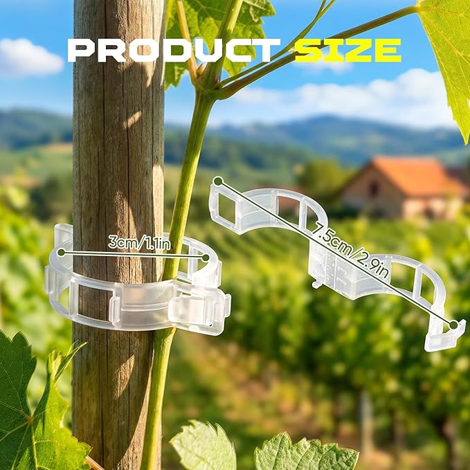 100pcs Secured Plant Clips, Plastic Trellis Garden Support Clips for Climbing, Outdoor Clips for Support Grape Tomato Vine Vegetables Plants, Reusable Clips to Grow Upright Makes Plants Healthier