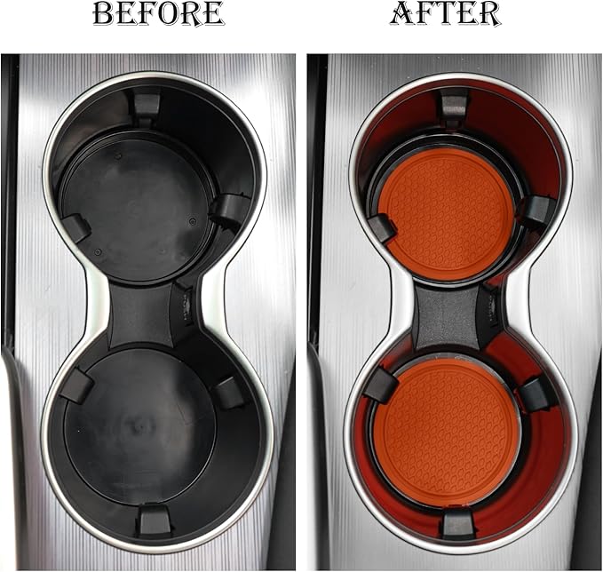 SINGARO Car Cup Coaster, 4PCS Universal Non-Slip Cup Holders Embedded in Ornaments Coaster, Car Interior Accessories, Orange