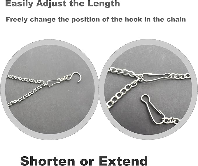 10 Pcs Fine Hanging Chain(1.2mm Dia.) Small Hang Bracket Decorative Replacement Link Chains Hooks for Sign Planter Bird Feeders,16 inch Long Stainless Chains and 5 Pcs Swivel S-Hooks