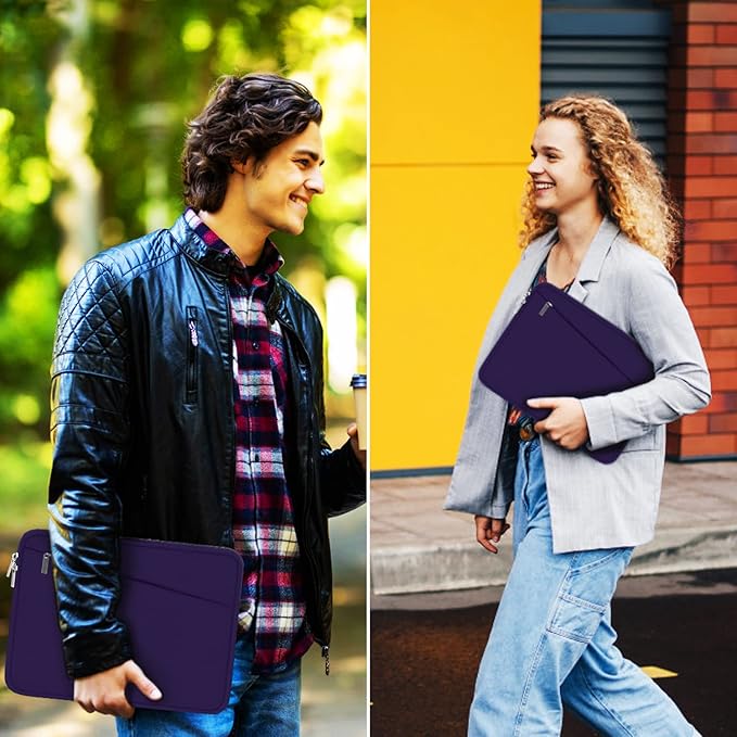 15.6 inch Laptop Sleeve, Durable Carrying Bag Protective Case Briefcase Handbag with Front Pocket, Slim Computer Cover for 15-16 Inch HP, Dell, Lenovo, Asus, Notebook, Purple
