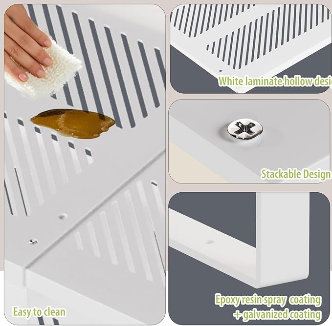 2 Pcs Stackable Kitchen Cabinet Shelf Organizer Counter Shelf Pantry Dishes Storage Shelves Rack